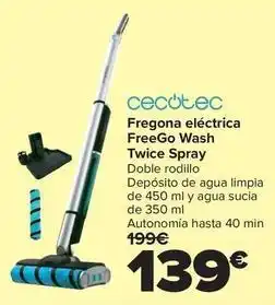 Carrefour Cecotec - fregona electrica freego wash twice spray oferta