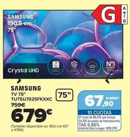 Carrefour Samsung - tv 75 tu75u7025fkxxc oferta