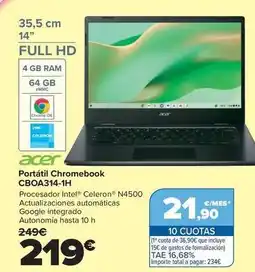 Carrefour Acer - portatil chromebook cboa314-1h oferta