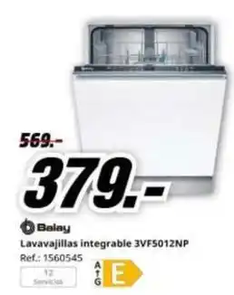 MediaMarkt Balay - lavavajillas integrable 3vf5012np oferta