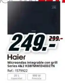 MediaMarkt Haier - microondas integrable con grill series 4&2 h38fmwid4id27n oferta