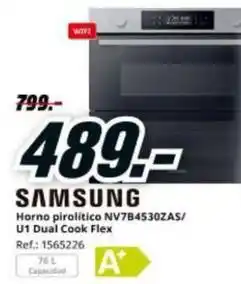 MediaMarkt Samsung - horno pirolítico nv7b4530zas/ u 1 dual cook flex oferta