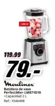 MediaMarkt Moulinex - batidora de vaso perfectmix+ lm871d10 oferta