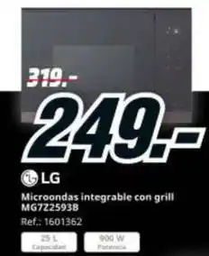 MediaMarkt Lg - microondas integrable con grill mg722593b oferta