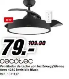 MediaMarkt Cecotec - ventilador de techo con luz energysilence aero 4280 invisible black oferta