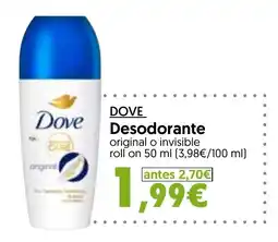 Hiper Usera DOVE Desodorante original o invisible roll on oferta