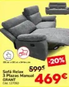 Conforama Relax - sofá 3 plazas manual oferta