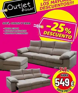 Outlet Hogar Sofa, chaise y gama oferta