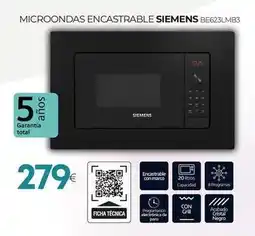 Tien 21 Siemens - microondas encastrable be623lmb3 oferta
