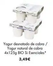 NaturaSí Bio - yogur desnatado de cabra / yogur natural de cabra 4x125g bio si esenciales oferta