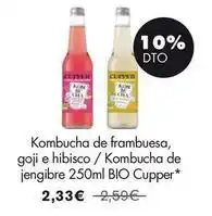 NaturaSí Cupper - kombucha de frambuesa, goji e hibisco / kombucha de jengibre 250ml bio oferta