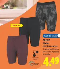 Lidl CRIVIT Mallas técnicas cortas oferta