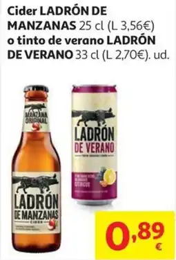 Alcampo Cider ladrón de manzanas o tinto de verano ladrón de verano oferta
