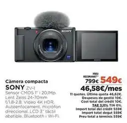 El Corte Inglés Sony - camera compacta zv-1 oferta