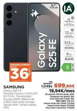 El Corte Inglés Samsung - galaxy s25 fe oferta