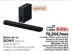 El Corte Inglés Sony - barra de so oferta