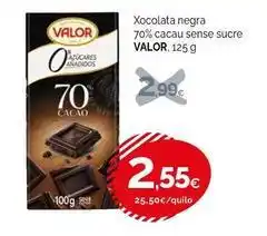 Condis Valor - xocolata negra 70% cacau sense sucre oferta