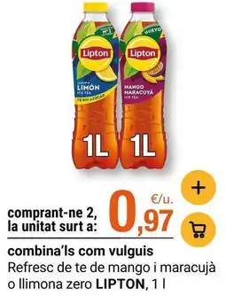 BonpreuEsclat Lipton - refresc de te de mango i maracuja o llimona zero oferta