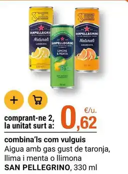 BonpreuEsclat San pellegrino - aigua amb gas gust de taronja, llima i menta o llimona oferta
