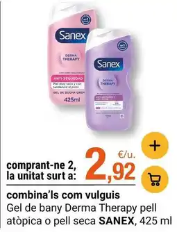 BonpreuEsclat Sanex - gel de bany derma therapy pell atopica o pelll seca oferta
