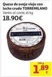 Alcampo Queso de oveja viejo torremilano (leche cruda) oferta