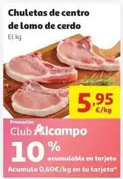 Alcampo Chuleta de lomo de cerdo mostrador kg oferta