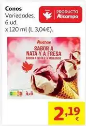 Alcampo Conos nata/chocolate auchan pack x6 120ml 415 g oferta