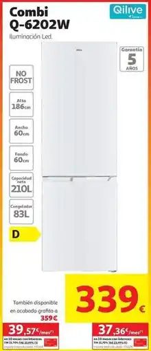 Alcampo Combi nf 186cm qilive q-6202w/600203026/d/nov oferta