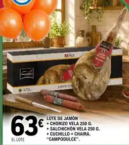 E.Leclerc Campodulce - lote de jamon + chorizo vela + salchichon vela + cuchillo + chaira oferta