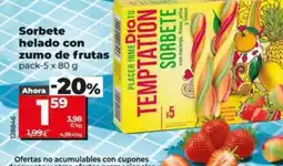 Dia Sorbete helado con zumo de frutas oferta