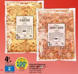 E.Leclerc Pizza rectangular jamon y queso o 4 quesos oferta