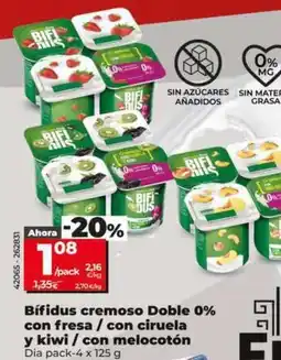 Dia Dia - bifidus cremoso doble 0% con fresa/con ciruela y kiwi/con melocotón oferta