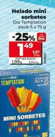 Dia Dia temptation - helado mini sorbetes oferta