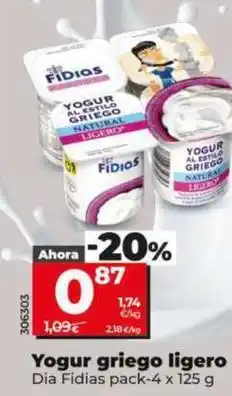 Dia Dia fidias - yogur griego ligero oferta
