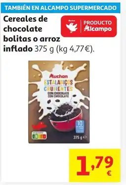 Alcampo Cereales de chocolate bolitas o arroz inflado oferta