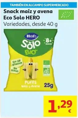 Alcampo HERO Snack maíz y avena Eco Solo oferta