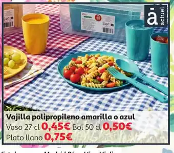 Vajilla polipropileno amarilla o azul