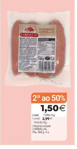 Plenus Supermercados CARBALLAL Chourizo crioulo oferta