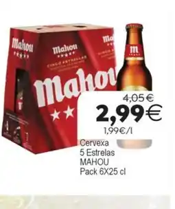 Plenus Supermercados MAHOU Cervexa 5 Estrelas oferta
