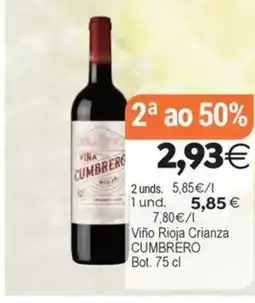 Plenus Supermercados CUMBRERO Viño Rioja Crianza oferta