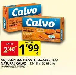 Supermercados MAS CALVO Mejillón esc picante, escabeche o natural oferta