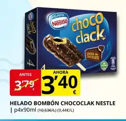 Supermercados MAS Helado bombón chococlak nestle oferta