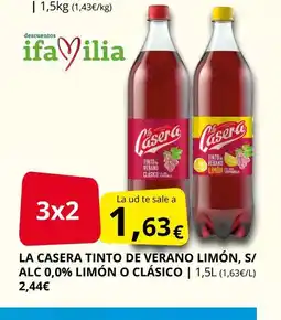 Supermercados MAS LA CASERA Tinto de verano limón, s/ alc 0,0% limón o clásico oferta