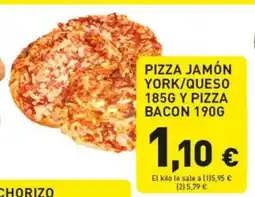 Hiperber Pizza jamón york/queso y pizza bacon oferta