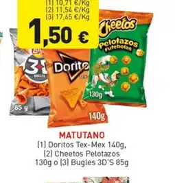 Hiperber MATUTANO Doritos Tex-Mex Cheetos Pelotazos o Bugles 3D'S oferta