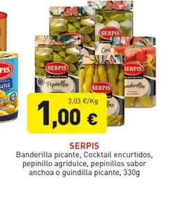 Hiperber SERPIS Banderilla picante, Cocktail encurtidos, pepinillo agridulce, pepinillos sabor anchoa o guindilla picante oferta