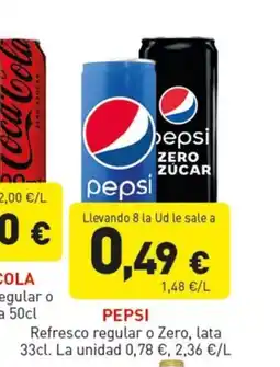 Hiperber PEPSI Refresco regular o Zero, lata oferta