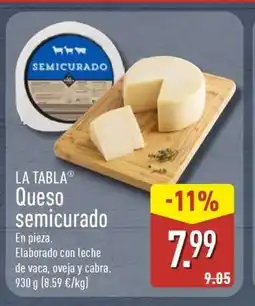 ALDI LA TABLA Queso semicurado oferta