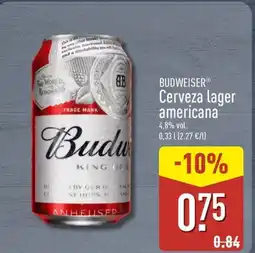 ALDI BUDWEISER Cerveza lager americana oferta