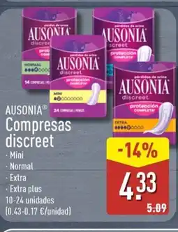 ALDI AUSONIA Compresas discreet oferta